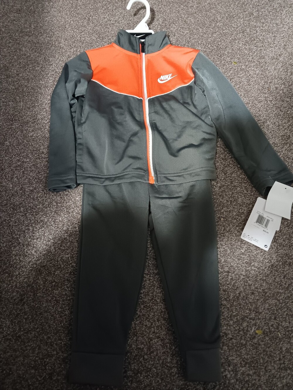 Nike Kids' Gray and Orange Track Jacket & Pants Set
